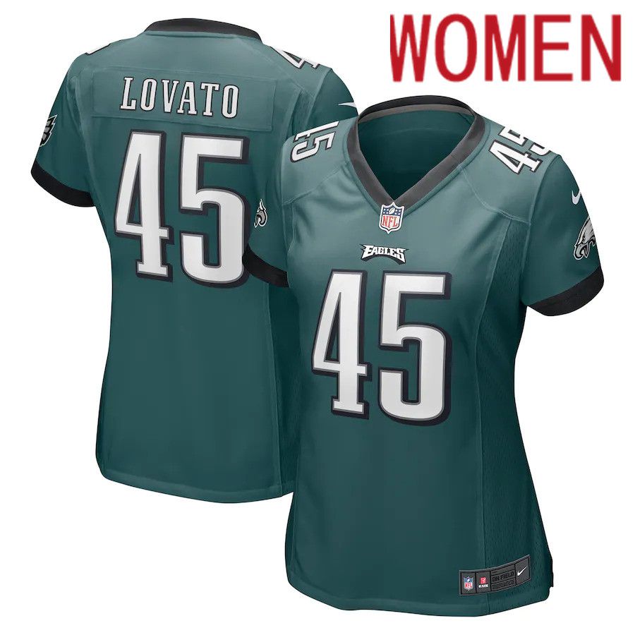 Women Philadelphia Eagles 45 Rick Lovato Nike Midnight Green Game NFL Jersey